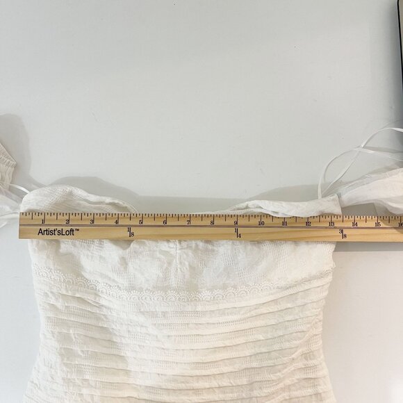 Hello Molly St. Cloud Dress White Mini Ruffle Puff Sleeve Square Neck - Size 2 - Picture 5 of 6